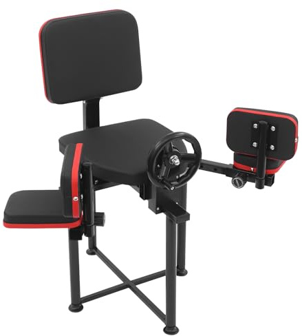 Bensträckare delad maskin för spagatträning, justerbar upp till 240°, stål, svart-röd, 80 cm höjd, med mjuk stoppning, för dans, gymnastik, kampsport, 150 kg lastkapacitet