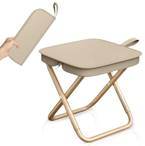 Sgabello da Campeggio, Sgabello Pieghevole Portatile, Sedia Pieghevole Portatile, Mini Sgabello Pieghevole, Leggero Sgabello da Pesca per Viaggi Escursionismo Giardino Pesca Barbecue Spiaggia (Kaki)