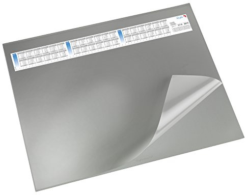 Läufer 44533 Durella DS Schreibtischunterlage mit transparenter Auflage und Kalender, rutschfeste Schreibunterlage, 40 x 53cm, grau