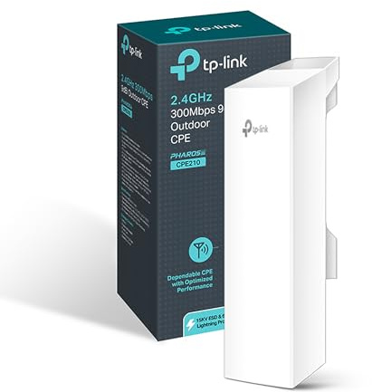 TP-Link 2.4GHz N300 Long Range Outdoor CPE for PtP and PtMP Transmission | Point to Point Wireless Bridge | 9dBi, 5km+ | Passive PoE Powered w/Free PoE Injector | Pharos Control (CPE210)