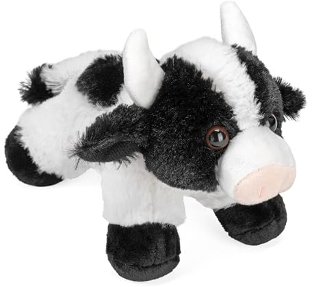 Wild Republic Hug’Ems Cow, Stuffed Animal, 7 Inches, Gift for Kids, Plush Toy, Fill is Spun Recycled Water Bottles,18 cm, Brown