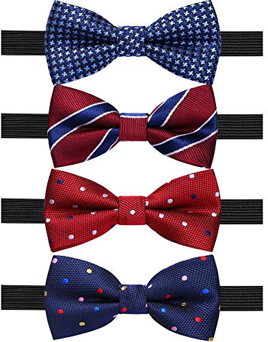 AUSKY 4 Packs Adjustable Pre-tied Bow Tie for Infant baby boys Toddler Child Kids in Different style color (Kids K)