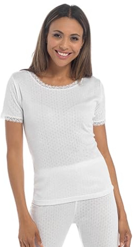 Undercover Lingerie 2 Pack Womens Thermal Short Sleeve Vest White Small
