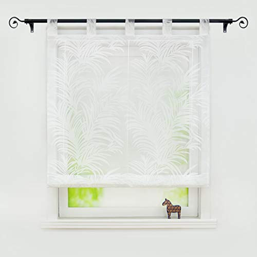 Joyswahl Voile - Cortina Plegable Estor con trabillas, color blanco, poliéster, Pluma., BxH 100x150cm