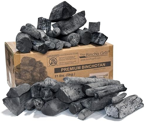 Bincho Grill Binchotan träkol för japansk grill 5 kg. Premium lövträ, hög kvalitet för Yakitori – 100% naturligt trä, ren bränning, hög värme, ingen rök (11,00, pund)