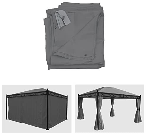 4er-Set Seitenwand für Pergola Cadiz, Ersatzseitenwand Pavillon 4x3m, Polyester - grau