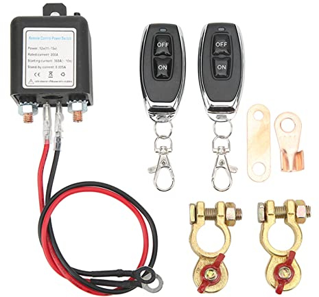 Bilbatteriströmbrytare, strömavbrott, dödsbrytare, bilbatterifjärrkontrollbrytare med 2 trådlösa fjärrkontrollreläsläpvagnar för bil, lastbil, båt (12 V 200 A)