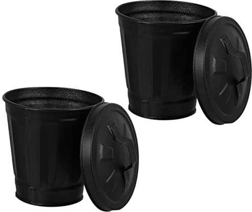 Cabilock 2pièces Seau De Bureau Galvanisé Avec Couvercle Conteneur Multifonction Pour Fleurs Et Déchets Mini Pot De Fleurs Pour Bureau Et Maison