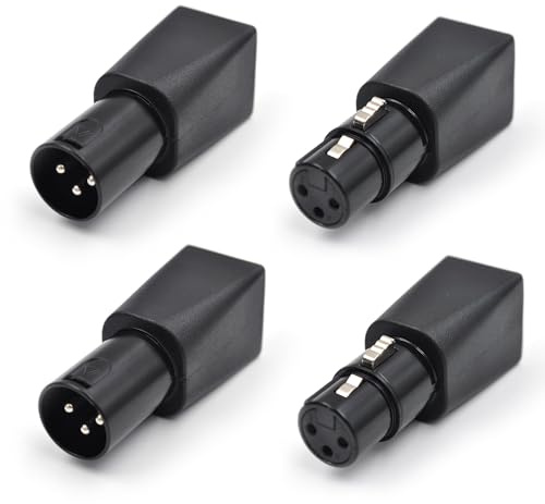 Zhupoub (4pack) Male/Fmale 3-Pin XLR Adapter Plug DMX to RJ45 Connector to Ethernet, Black
