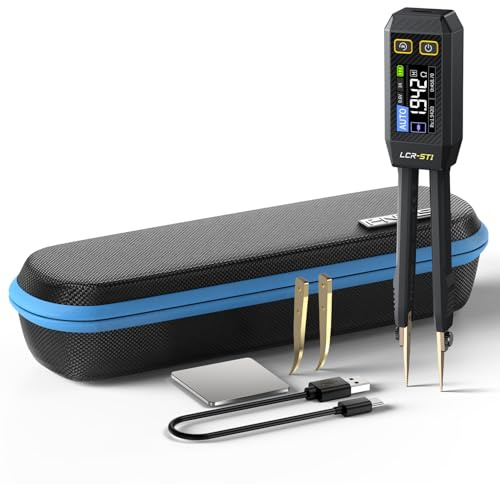 FNIRSI LCR-ST1 10KHz LCR Meter Tweezer, Mini Smart SMD Tester, ESR Meter, Multimeter, Capacitance Inductance Continuity Diode Tester, Auto Component Recognition Electronic Component Analyze