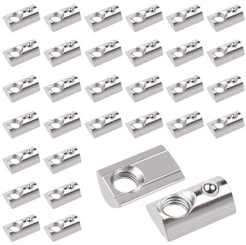 MAJOYLIFE 30 Pièces Écrou en T,Écrous Coulissants M6 Avec Bille,T-Slot Nutbille,vis de Rainure 8 T pour Profilé Aluminium 3030 Séries