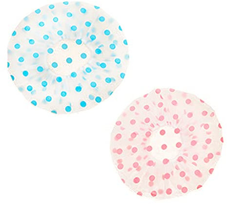 Women's Shower Cap Hat Reusable Plastic Cute Polka Dot Printed Shower Cap Hat Waterproof Thicker Kitchen Care Makeup Bathroom Bath Supplies-28cm