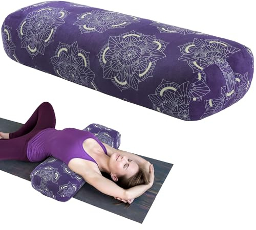 MABOZOO Yoga Bolster Pillow, Rectangular Yoga Bolster for Restorative & Meditation, Professional Meditation Cushion with Carry Handle