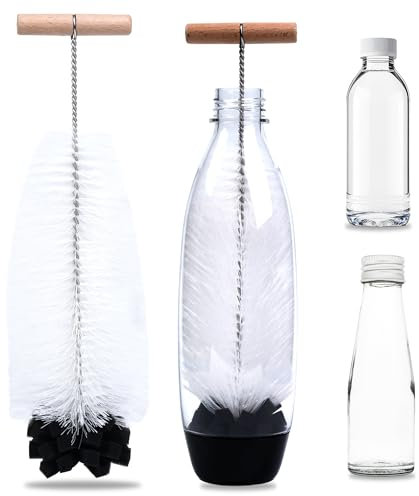 35 cm Flaschenbürste for Sodastream Glasflasche, Hartnäckigen Schmutz Lösen Ohne Kratzer Perfekt für 1L Glasflaschen, Duo, Pet Mehr (Mit Borsten & Schwamm für Kraftvolle Reinigung)