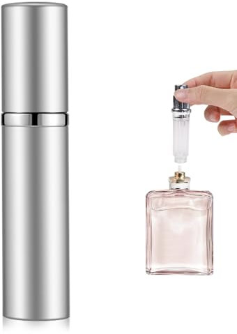 Uoww Bouteille Vaporisateur Parfum Rechargeable, 5ml Mini Atomiseur Parfum, Vaporisateur de Sac Portable, Flacon Vide Voyage pour Femmes et Hommes (Argent)