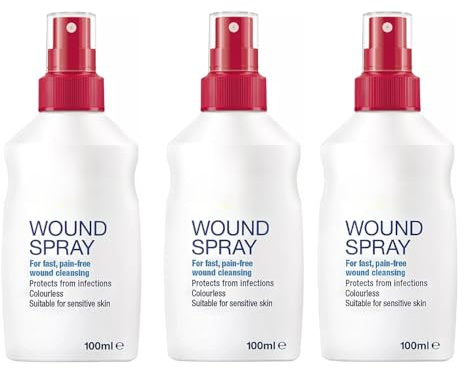 Wound Cleansing Spray – Pain-Free First Aid for Cuts, Scrapes & Minor Wounds | Colorless Formula for Sensitive Skin | Hygienic, Touch-Free Spray | Suitable for All Ages, 100ml (Pack of 3)