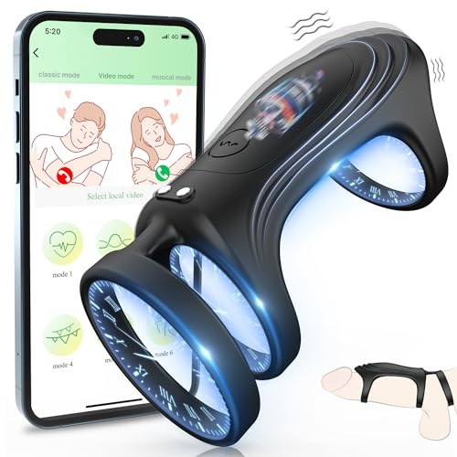 Vibrating Cock Rings Sex Toys，Silicone Penis Ring - Male Ring with 9 Vibration Modes for Men，Penis Ring Sex Toys for Couples at a Distance，Cockring Vibrator Stimulate Erection Adult Toys for Men