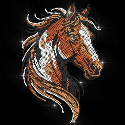ANATTASOUL Parches Termoadhesivos de Diamantes Caballo Realista Strass Parches para Planchar Camiseta Aplicación de Lentejuelas Termoadhesiva de Transferencia para Bolsos Ropa DIY