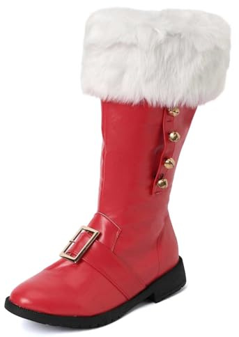 Generisch Botines de gamuza de moda con tacón para invierno cómodas pantorrilla media botas deslizantes ropa casual de vacaciones elegantes, rojo, 43 EU