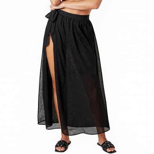 Sarongs for Women Beachwear, Black Sarong Beach Coverups for Women Uk, Bikini Swimsuit Cover Up, Ladies Beach Skirt Wraps Swim Cover-Ups (Black -one size)