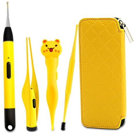 Clip per naso per bambini con luce, clip per naso per bambini ricaricabili per pulire orecchie, ombelico, sporco e muco per (4 pezzi)
