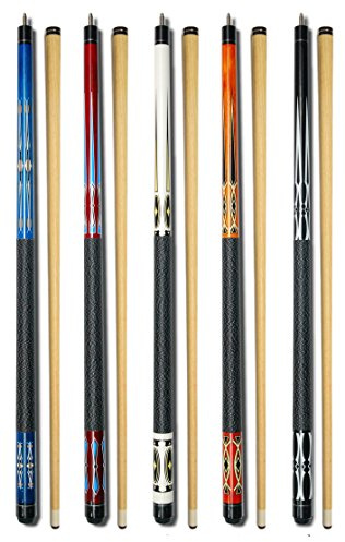 Set of 5 Pool Cues New 58 Billiard House Bar Pool Cue Sticks GJ-1~GJ-5