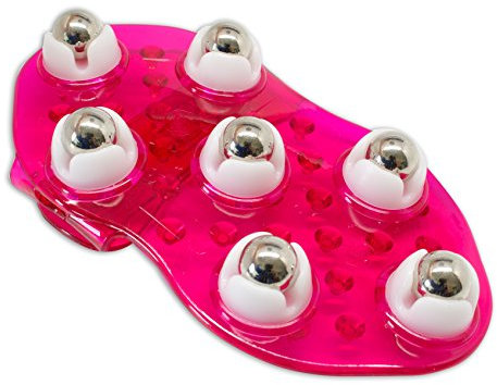 Body Massager mit 7 Rollen | 2 Farben | Massage Handschuh Verstellbar | Akupunktur | 360 Grad (rot)