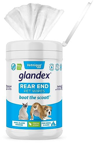 Glandex® Wischtücher für Hunde, Katzen und Haustiere Reinigen desodorierende hygienische Pflegetücher für Analdrüsen (75ct Kanister)
