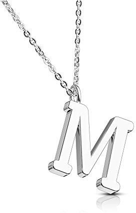 Bungsa BUCHSTABE M Halskette Silber - BUCHSTABEN-ANHÄNGER M Kette - Alphabet Kette für Frauen & Männer - aus Edelstahl - Schmuck für Jungs & Mädchen