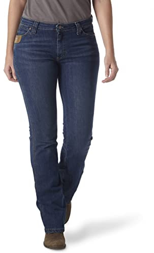 Wrangler Riggs Workwear Womens 5 Pocket Boot Cut Jean Work Utility Pants, Light Stone, 10-30 US