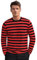 Mens Striped Long Sleeve T Shirt(M,Black&Red Wide)