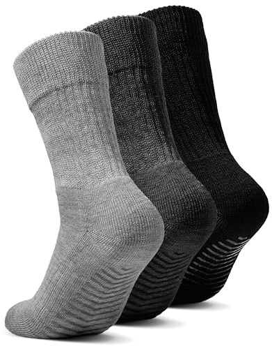 Gripjoy Non-Binding Diabetic Socks with Grippers - Loose Fitting & Stretchy - Unisex - 3 pairs, Multi-color
