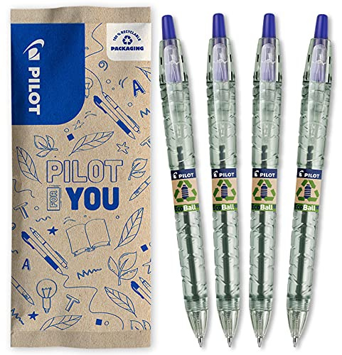 PILOT - 4 Pack ECOBALL 1mm - Bläckpenna - Begreen - Blå