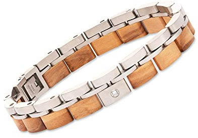Woodstar (SILVER FOX Bracciale in Legno e Acciaio da Donna, Gioielli Moda Femminile, Braccialetto Regolabile B20-006