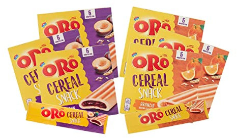 6X Oro Saiwa Cereal Snack Barretta Biscotto ai Cereali con Farcitura alla Prugna e all'Arancia 162g [3 Confezioni per Gusto]
