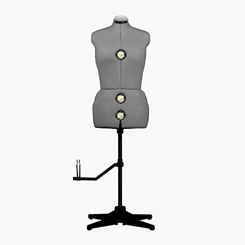 EFFEKTIV - Manichino Sartoriale Donna Regolabile in Altezza, Busto Ergonomico con Fissatori di Taglia, 13 Regolazioni, Taglia L-XXL (44-52 EURO), Grigio