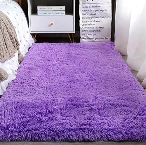 Heavyoff Shaggy Teppich Hochflor Langflor Teppiche Rutschfester Bodenteppichmatte Kindermatte für Wohnzimmer Violett, 80x160cm
