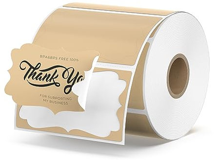 MUNBYN Thermodirekt-Etiketten, 6,3 x 3,7 cm, selbstklebende Adressetiketten, BPA- und BPS-frei, quadratische Blankoetiketten für Thermodrucker, Kraftpapier, 500 Stück