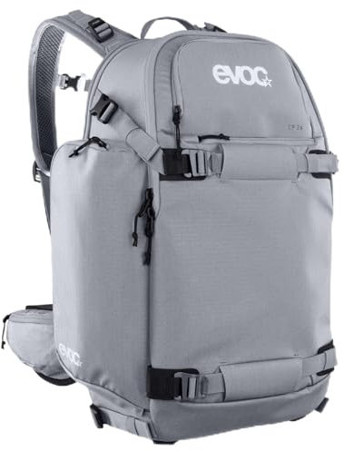 EVOC CP 26 Sportrucksack, ideale Fototasche (verstellbarer Hüftgurt, Kleinteilfächer, Lawinenausrüstung, atmungsaktives Material, Maße: 30 x 52 x 17 cm, Volumen: 26 l), Steingrau