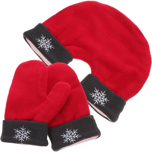 Warmhm 3 Stück Verdickter Warmer Handschuh Paar Handschuhe Polarfleece Liebhaber Winterherzen Romantische Paare Fäustlinge (Rot)