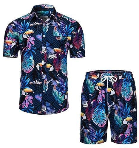 AOTORR Mens Hawaiian Shirt and Shorts Set Button Down Floral Beach Set Summer Tropical Outfit Jogging Sweatsuit Casual Suits for Men JNCSTZ001 M