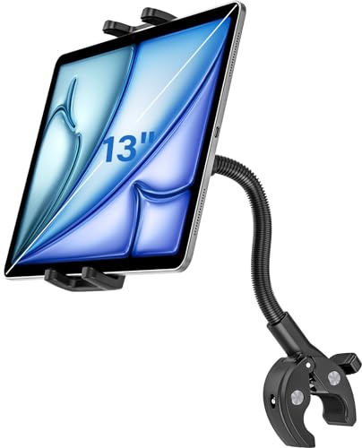 Dosvsi Support Tablette Tapis de Course, Support Tablette Guidon Vélo avec Flexible Col de Cygne, 360° Porte Tablette Bateau/Microphone pour Galaxy Tab A8 A7 s9, iPad 10,9, iPad Pro Air Mini, 4~13