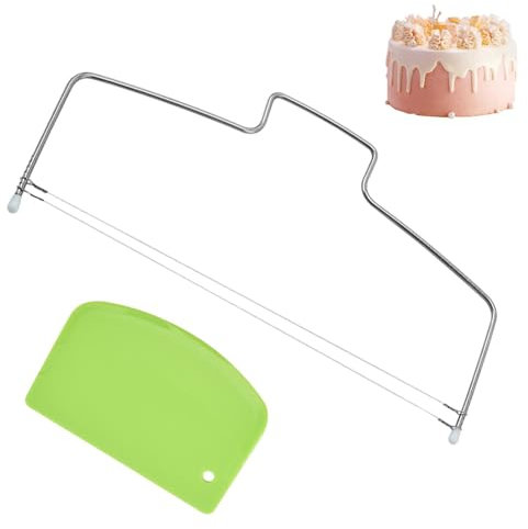 melebellot Tortenschneider, Edelstahl Tortenbodenschneider 32cm mit Schaber, Kuchenschneider Höhenverstellbar, Tortenteiler mit Tortensäge Draht gezahnt, Tortenboden Schneidehilfe