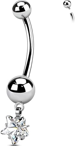 OUFER Body Piercing Corporale Barre per Piercing Ombelico in Titanio Gioielli Piercing Navel 14G Barre per Ombelico Interno 10/12/14/16mm Barra Ombelicale Gioielli Ombelico Anello Stella per Ombelico