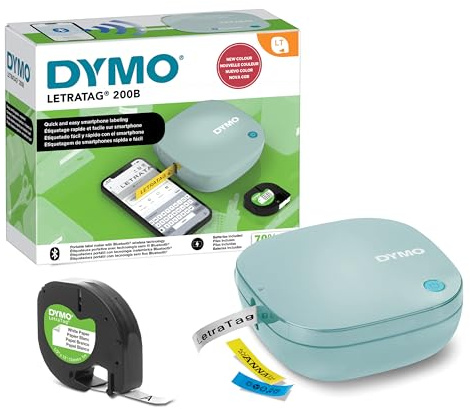 DYMO LetraTag 200B etichettatrice Bluetooth | Stampante per etichette compatta | Si connette tramite tecnologia wireless Bluetooth | Include 1 rotolo di etichette di carta bianca | Daydream Blue