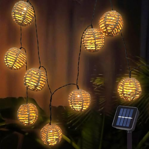 CHENBOOW Guirlande Solaire Exterieur,Guirlande Lumineuse Exterieure Solaire,Led Guirlandes Lumineuse Solaires,Lampions Solaires D'Extérieur,pour Jardin,Cour,Fête