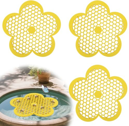 lasuroa 3 Stück Schwimmende Bieneninsel, 22cm Blumenförmig Bienentränke Sicherer Bestäuber Schmetterlingstränke zum Füttern Baden Garten Außenbereich