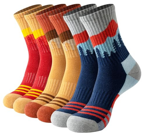 BISOUSOX Chaussettes Laine Mérinos Randonnée Femme Hiver Chaudes Chaussettes Thermiques Respirantes Confort pour Activités de Plein Air Trekking Montagne Cadeau pour les Femmes 3 Paires