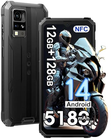 Blackview BV4800 Pro Rugged Smartphone 4G, 12GB+128GB/1TB Robusto Telefono Android 14, 16MP+8MP, 5180mAh, 6.56 HD+ Cellulari Resistente IP68/IP69K, Dual SIM, NFC, OTG, GPS, FM,5G WIFI, Nero