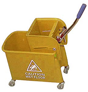 Ramon Hygiene Yellow 'Rapid' 17 Litre Kentucky Mop Dual-Bucket and Wringer System with Wheels | Strong and Durable for Commercial Use